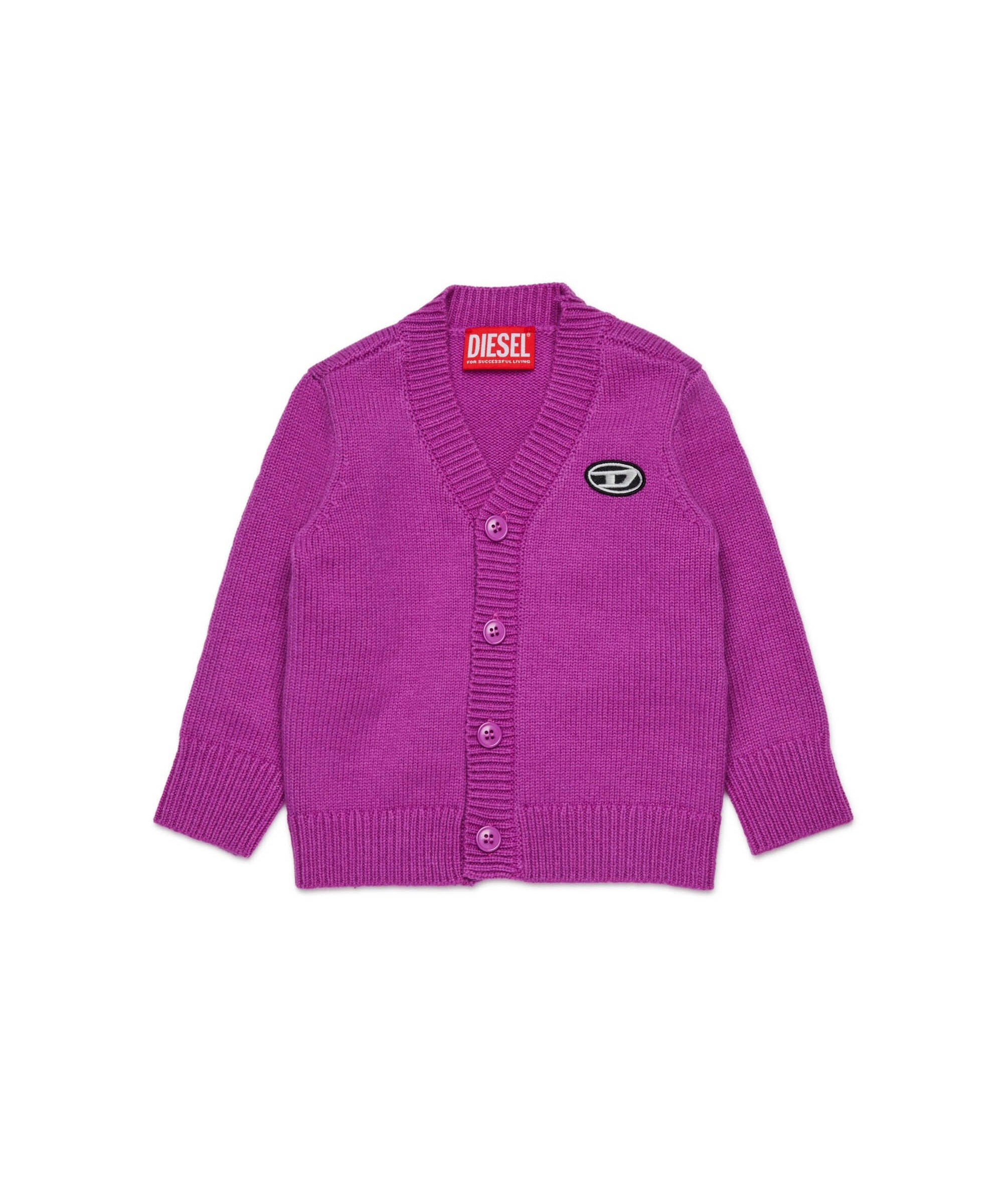 Diesel Kids Cardigan Viola con Oval D per Neonate