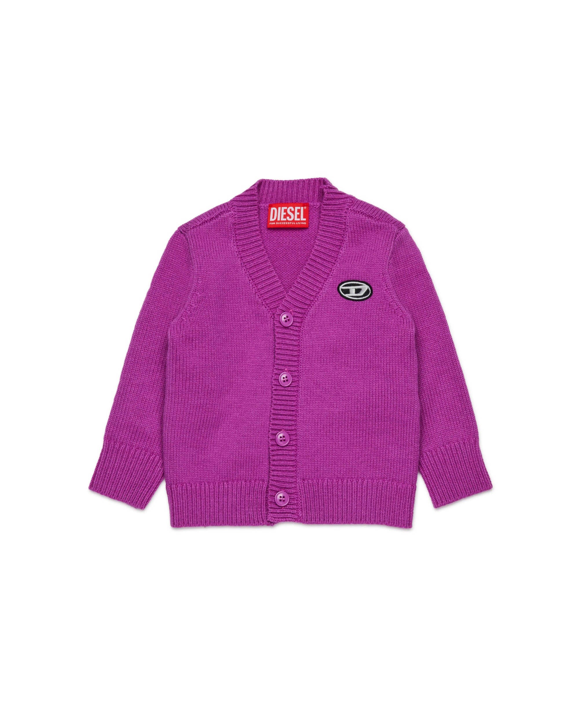 Diesel Kids Cardigan Viola con Oval D per Neonate