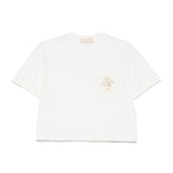 Elisabetta Franchi My Little Girl Ivory/Gold Crop T-shirt for Girls