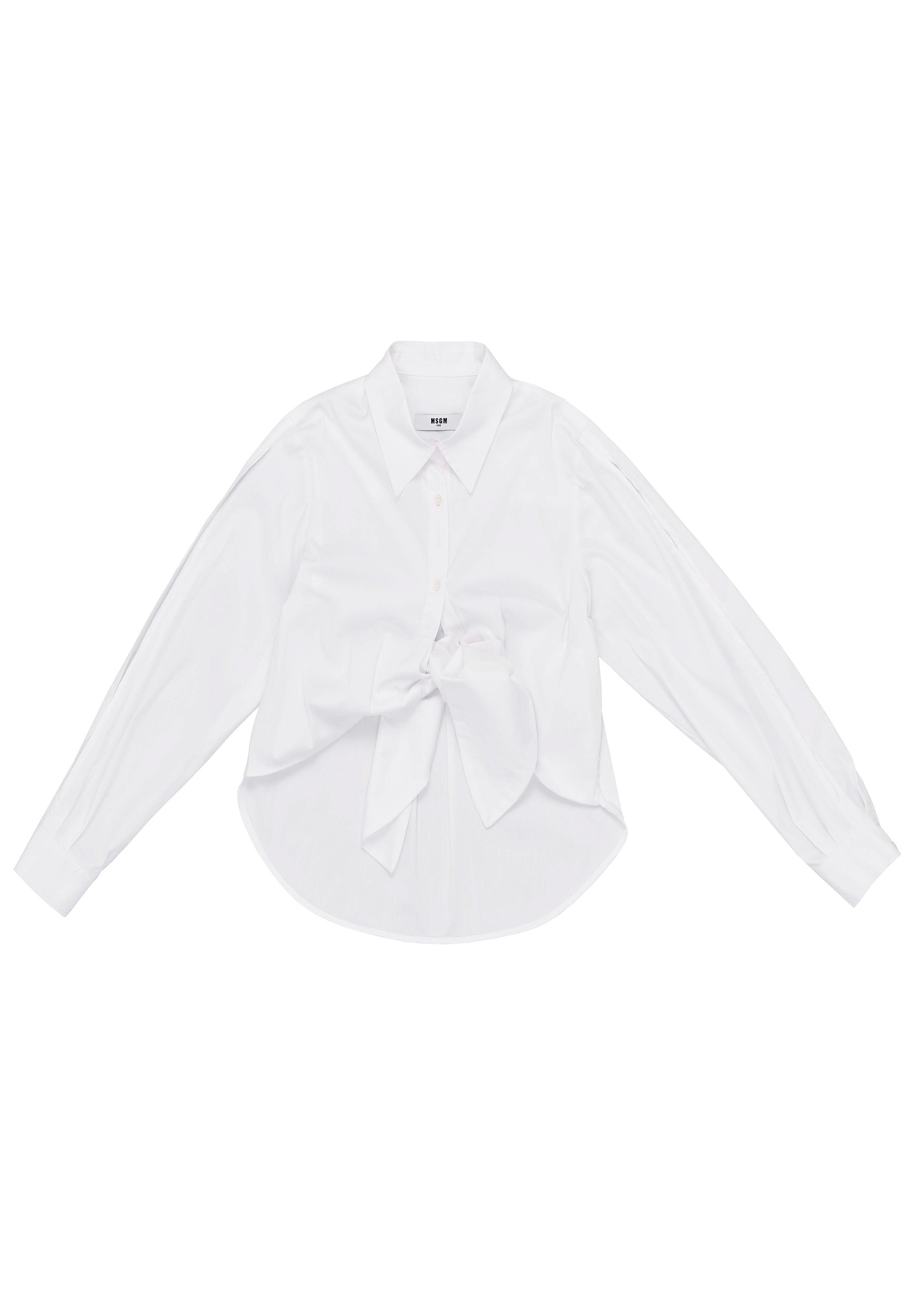 MSGM Kids Camicia Bianca con Fiocco per Bambine