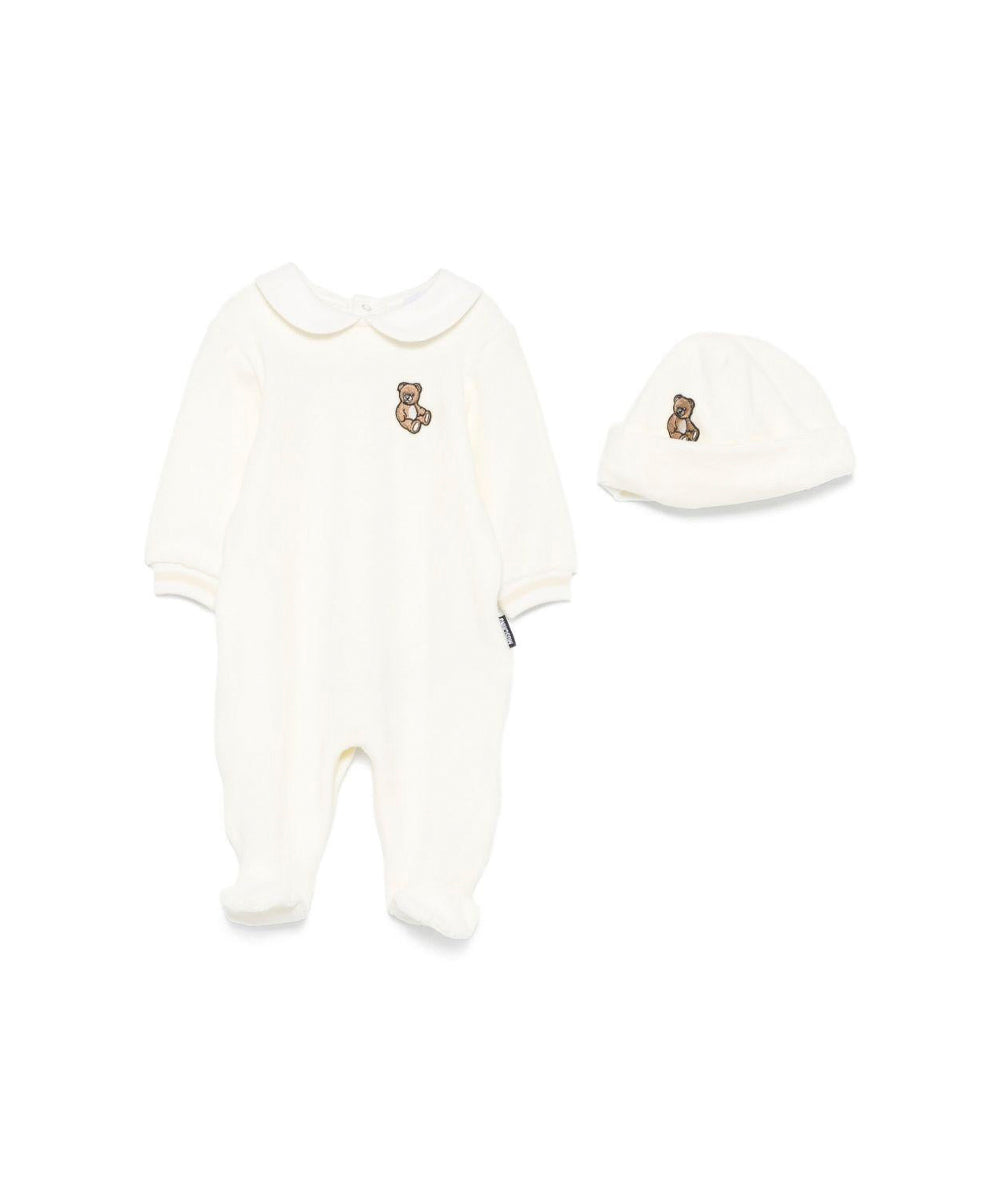 Moschino Kids Tutina con Cappellino Panna per Neonati