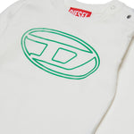 Diesel Kids T-shirt Bianca Lunghe Maniche con Oval D per Neonati dettaglio