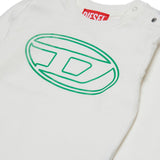 Diesel Kids T-shirt Bianca Lunghe Maniche con Oval D per Neonati dettaglio