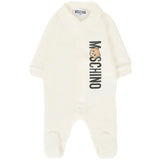 Moschino Kids Tutina Panna con Logo Vertical per Neonati