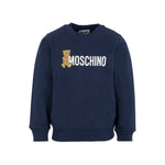 Moschino Kids Felpa Girocollo Navy con Logo per Bambini