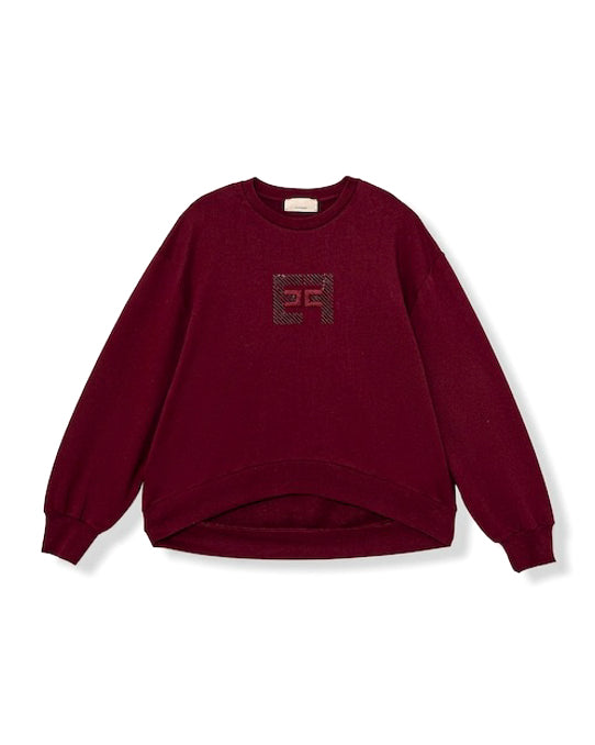 Elisabetta Franchi La Mia Bambina Felpa Cherry Girocollo con Logo per Bambine