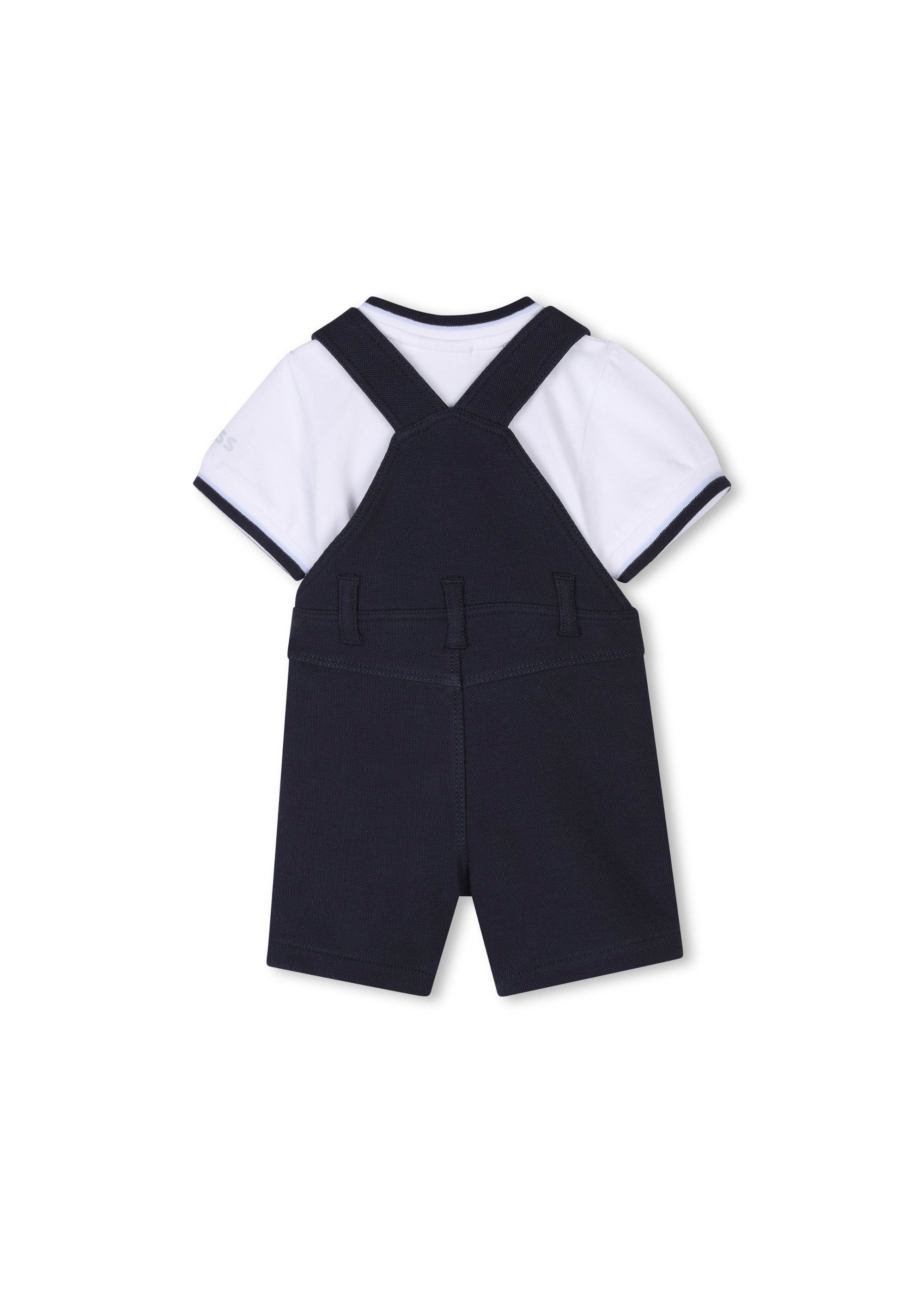 Boss Kids Salopette Navy con T-shirt per Neonati