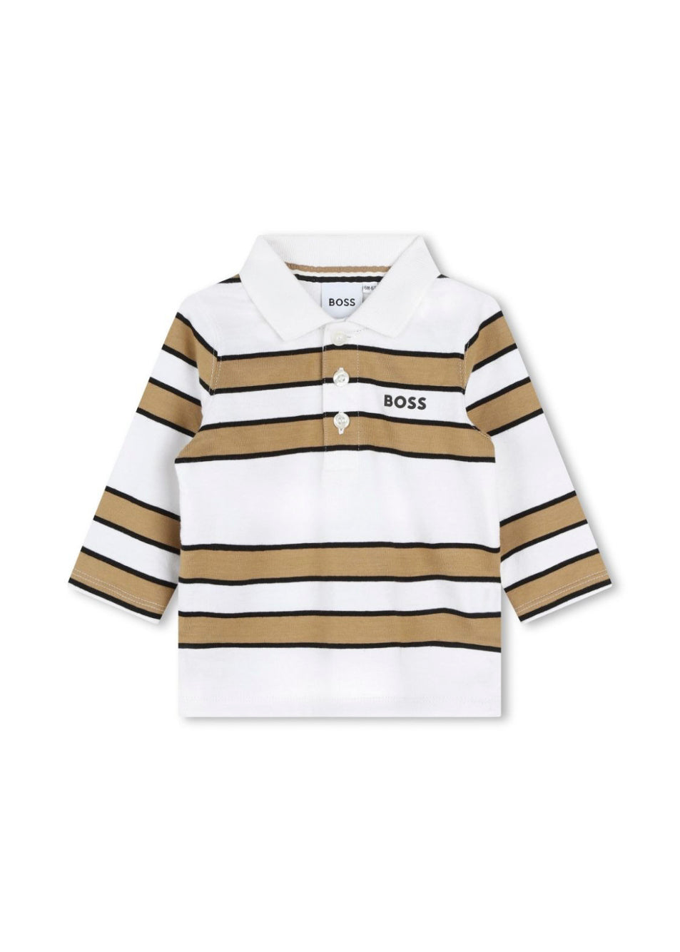 Boss Kids Polo Bianca/Biscotto a Righe per Neonati