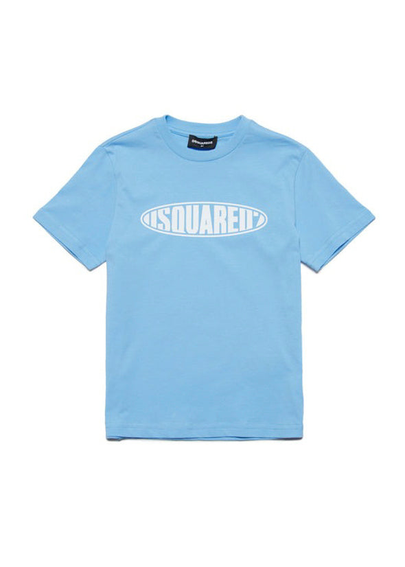Dsquared2 Kids T-Shirt Celeste con Logo Surf per Bambini