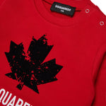 Dsquared2 Kids Felpa Girocollo Rossa con Logo Sport per Neonati