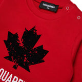 Dsquared2 Kids Felpa Girocollo Rossa con Logo Sport per Neonati