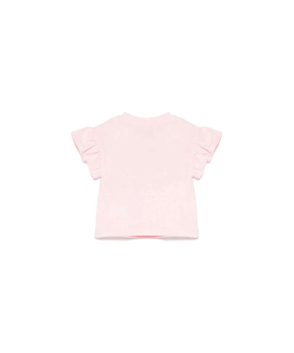 Moschino Kids T-shirt Rosa con Stampa per Neonate