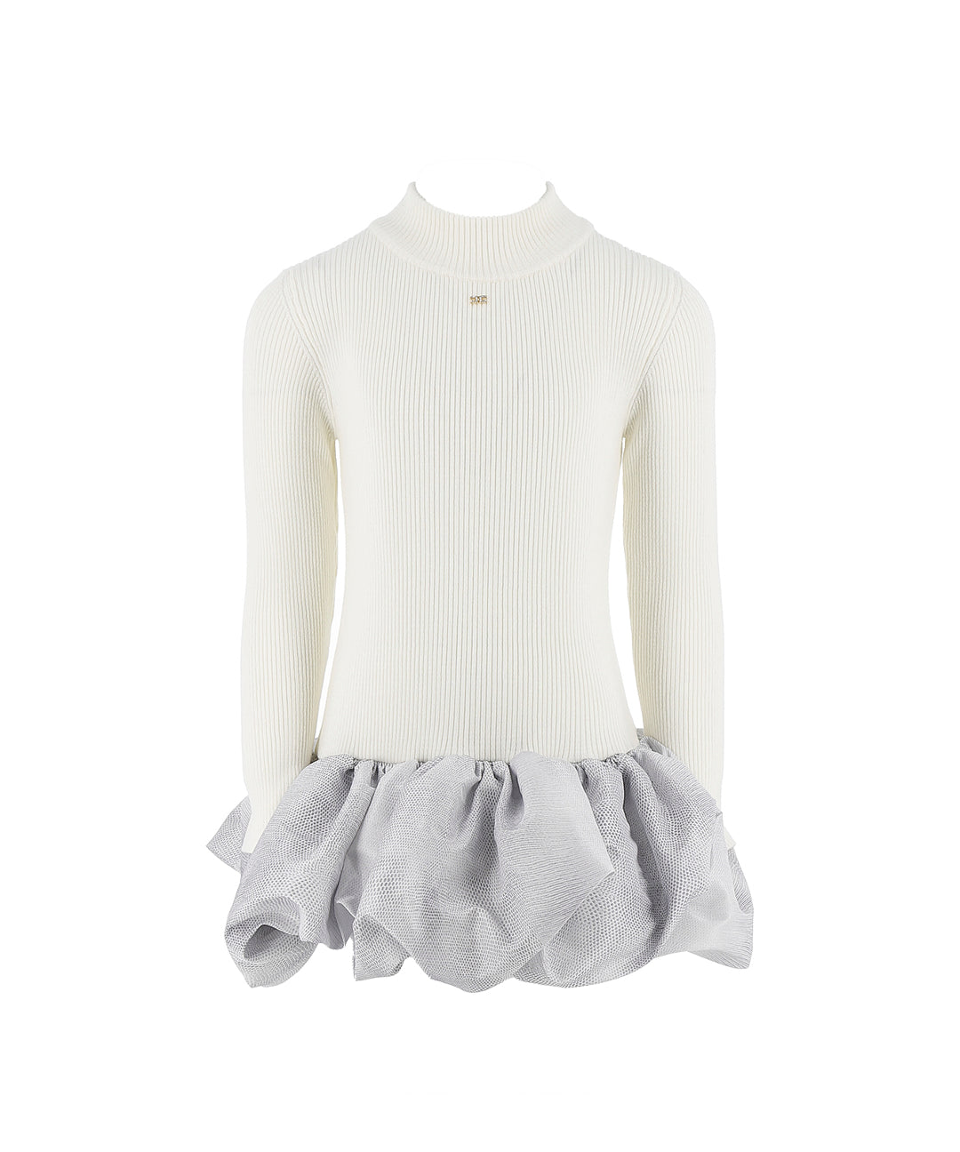 Elisabetta Franchi La Mia Bambina Abito in Maglia con Gonna Panna per Bambine