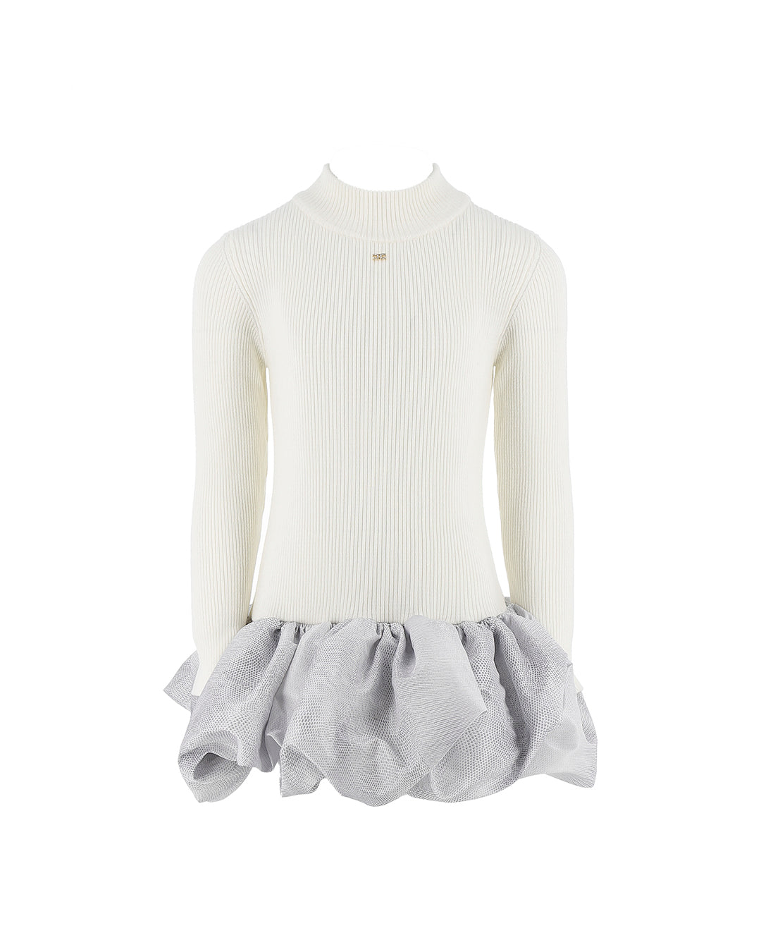 Elisabetta Franchi La Mia Bambina Abito in Maglia con Gonna Panna per Bambine
