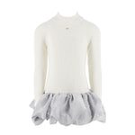 Elisabetta Franchi La Mia Bambina Abito in Maglia con Gonna Panna per Bambine