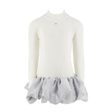 Elisabetta Franchi La Mia Bambina Abito in Maglia con Gonna Panna per Bambine