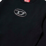 Diesel Kids Felpa Girocollo Nera Oval D per Bambini