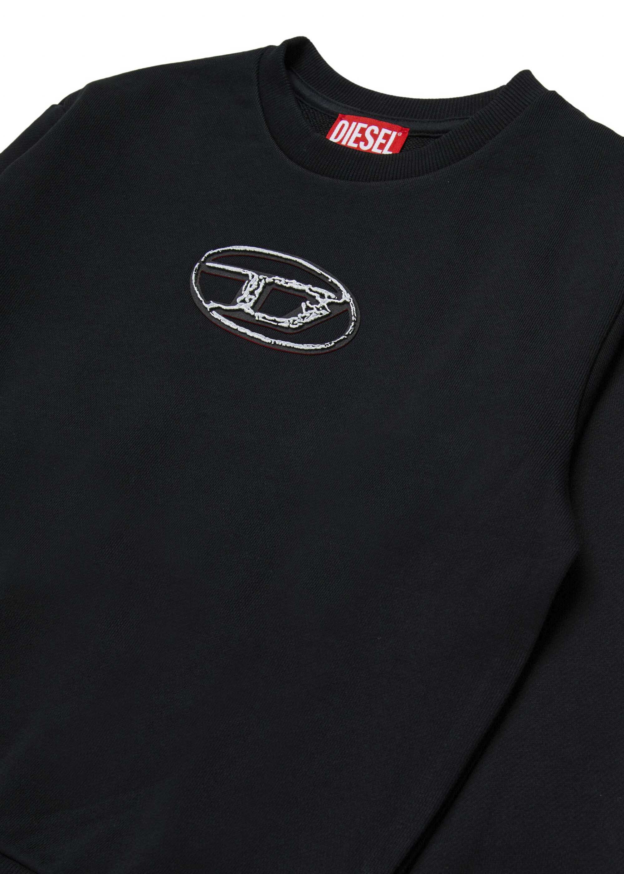 Diesel Kids Felpa Girocollo Nera Oval D per Bambini