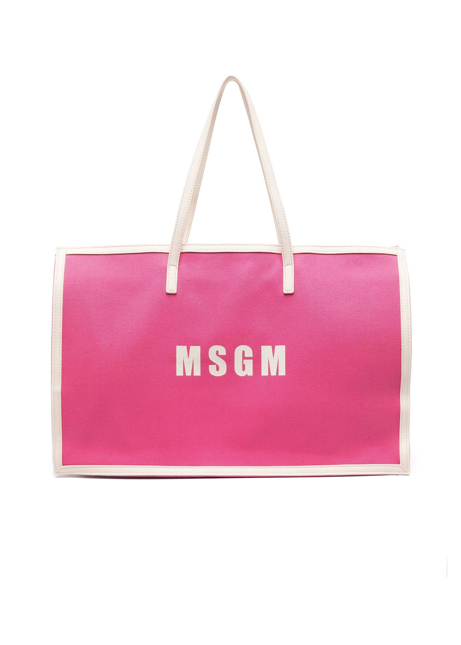 MSGM Kids Borsa Fucsia Tote Grande con Stampa Florence Kids (fronte)