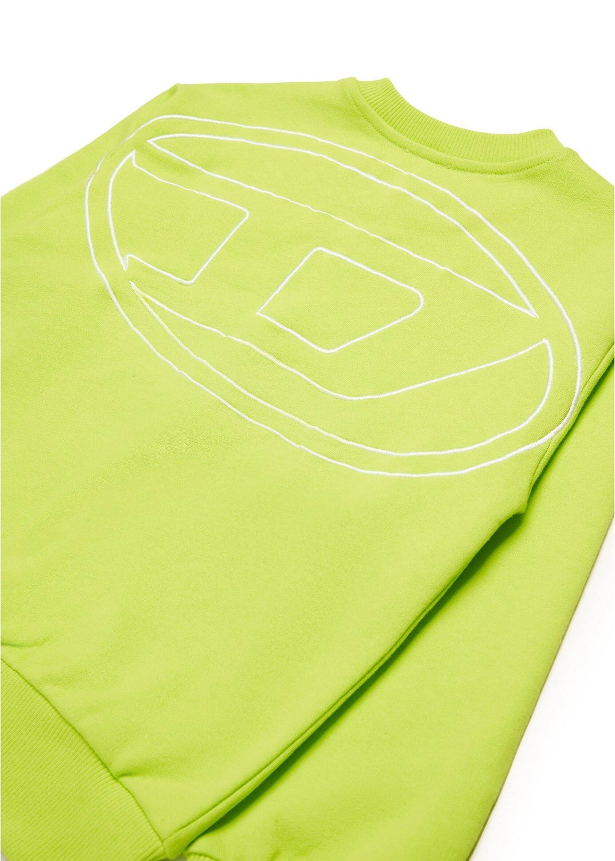Diesel Kids Felpa Girocollo Verde Mela con Macro D per Bambini