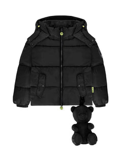 Barrow Kids Giubbotto Imbottito Nero Unisex con Cappuccio e Orsetto Rimovibile per Bambini