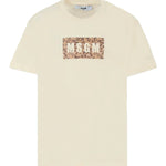 MSGM Kids T-shirt Crema con Logo Maculato per Bambini