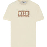 MSGM Kids T-shirt Crema con Logo Maculato per Bambini