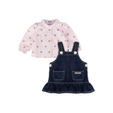 Moschino Kids Camicia a Righe Rosa con Salopette per Neonate