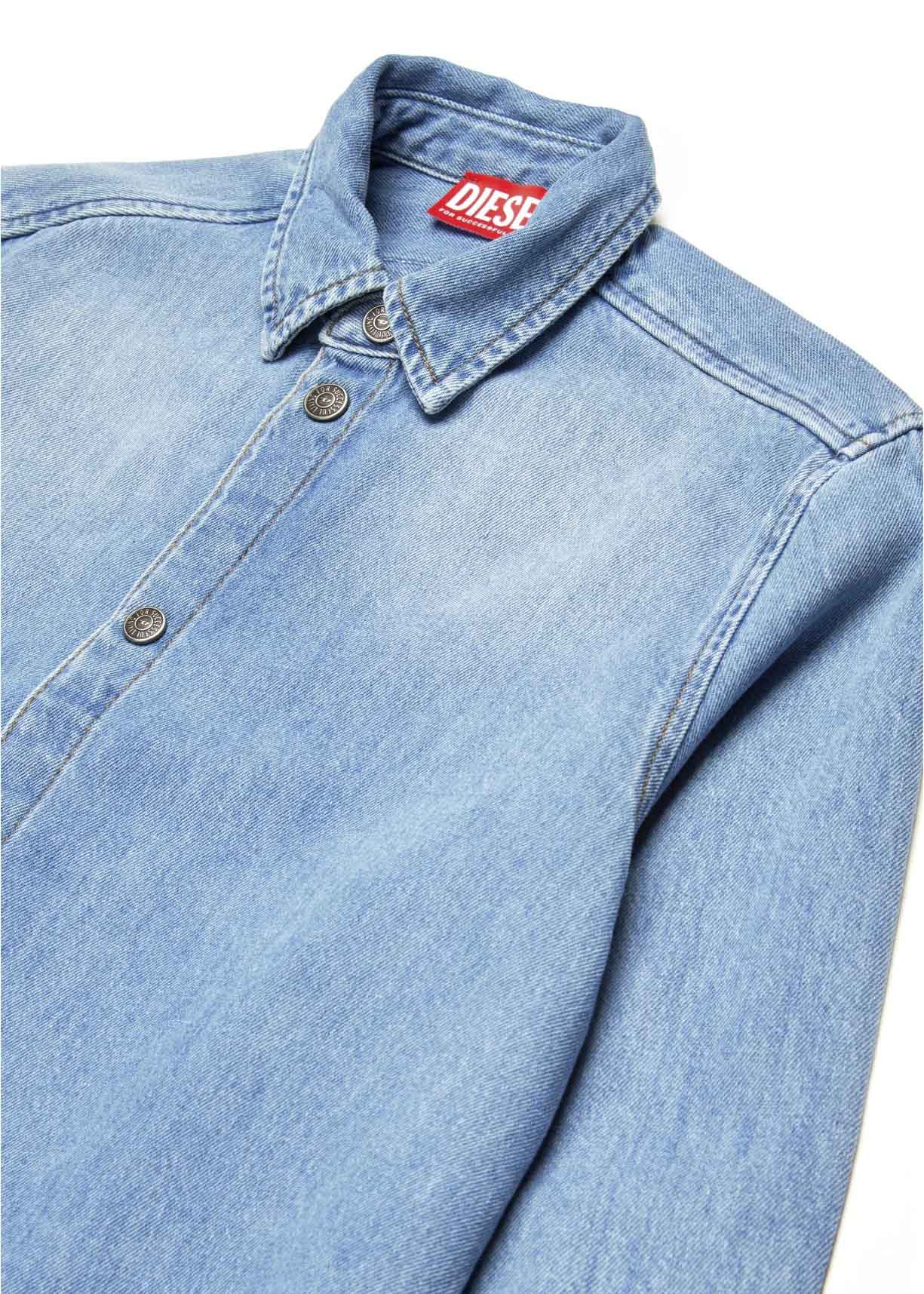 Diesel Kids Abito Denim con Patch Oval D per Bambine