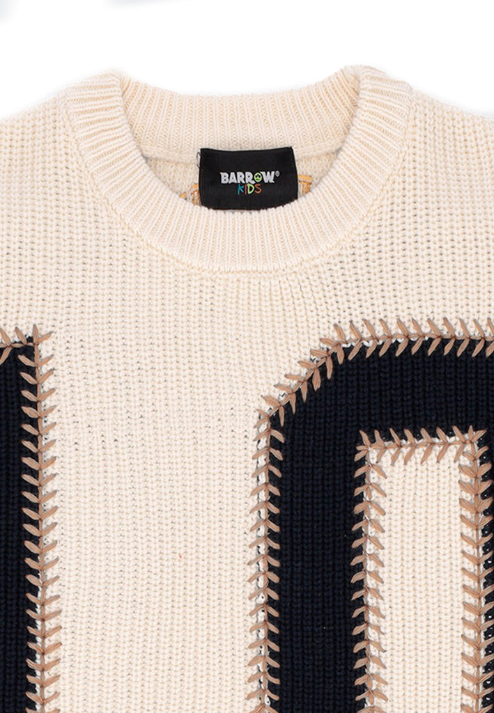 Barrow Kids Maglione "10" Crema Girocollo per Bambini