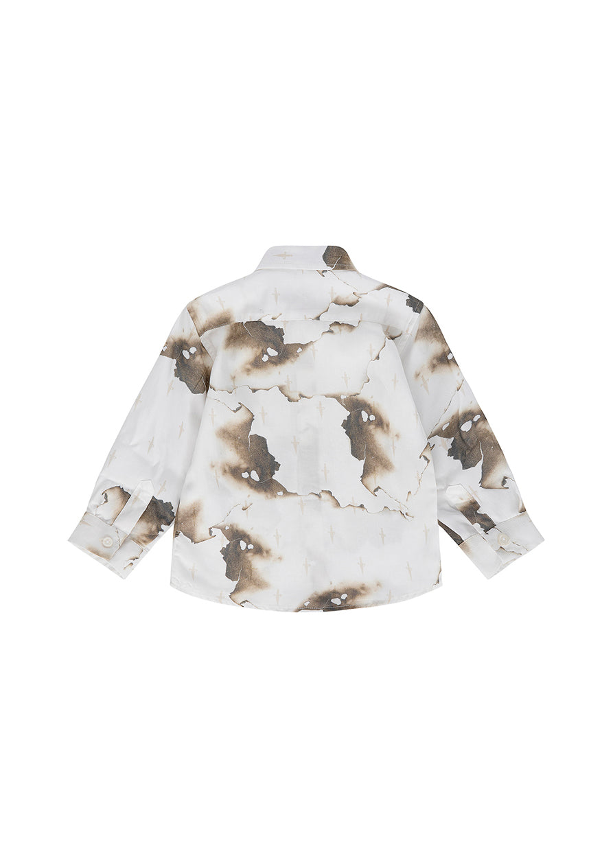 Cesare Paciotti Camicia Bianca Fantasia Burned per Neonati