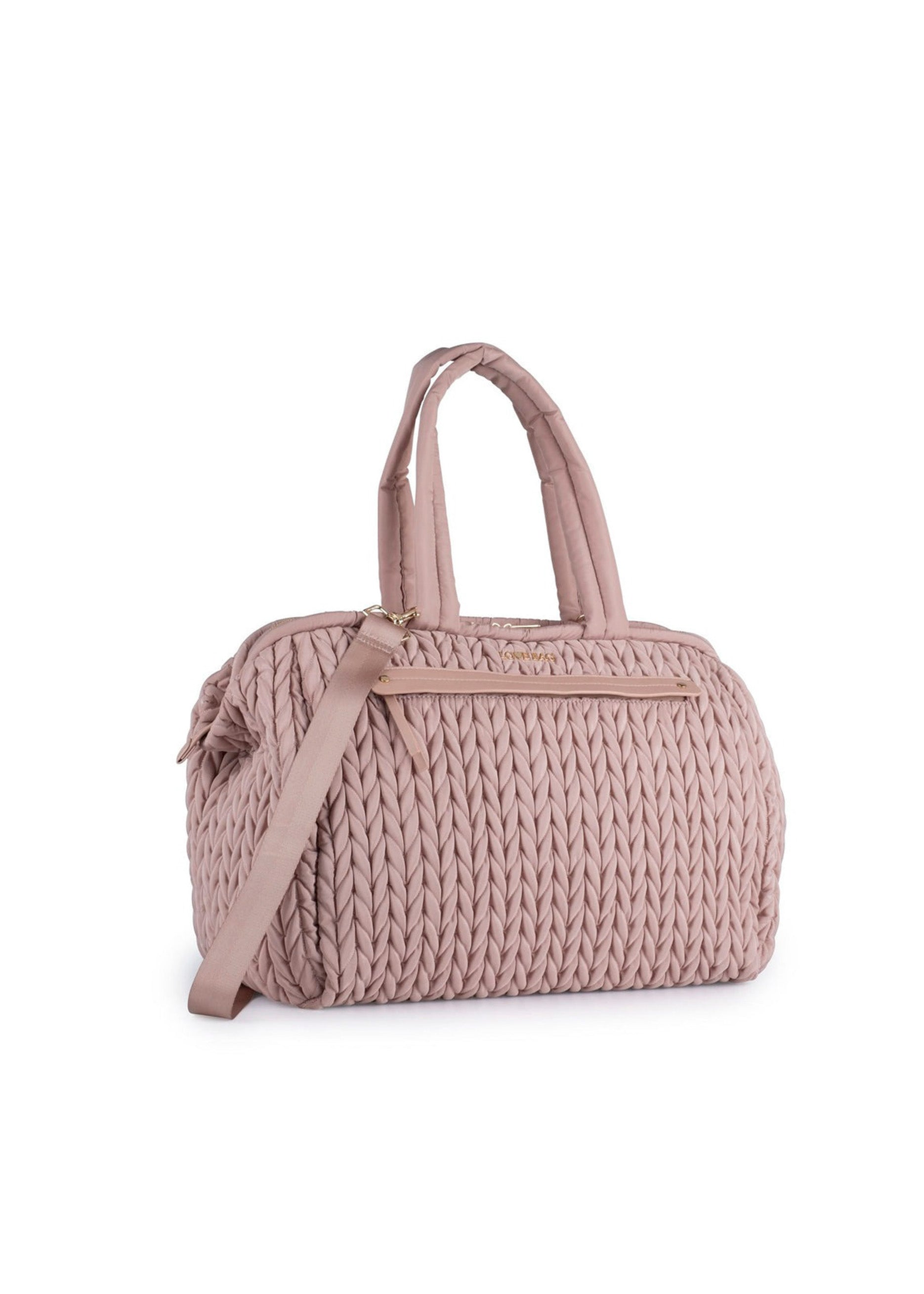 Love Bag Borsa Mamma Ovale Rosa Intrecciata