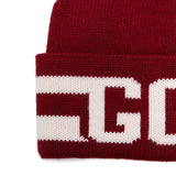 Gcds Kids Cappello Beanie Bordeaux in Lana