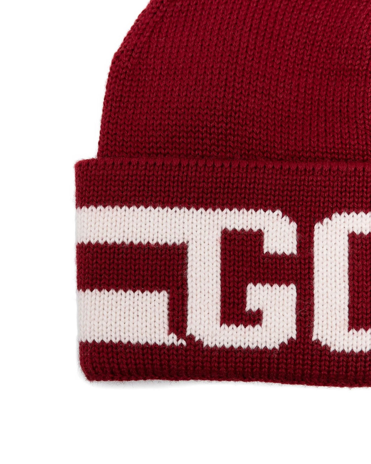 Gcds Kids Cappello Beanie Bordeaux in Lana