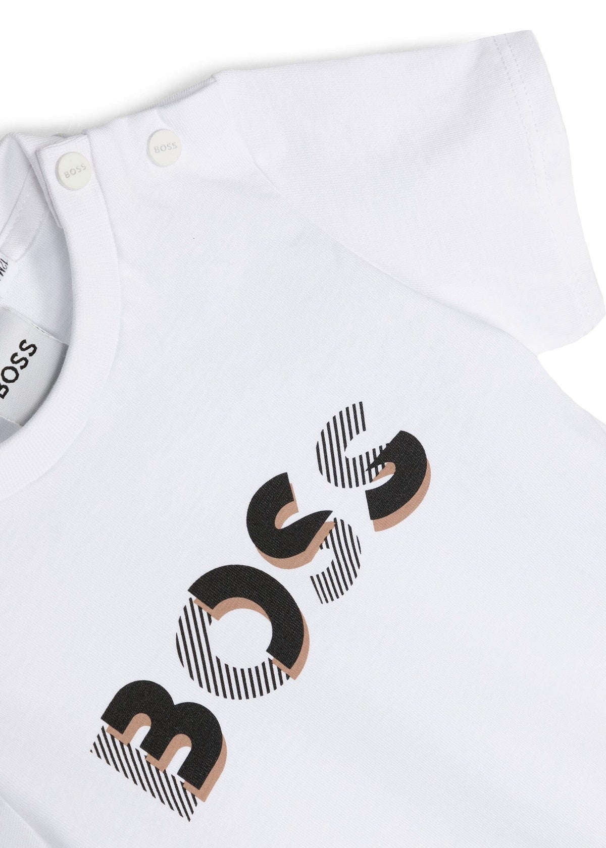 Boss Kids T-Shirt Bianca con Stampa Logo per Neonati