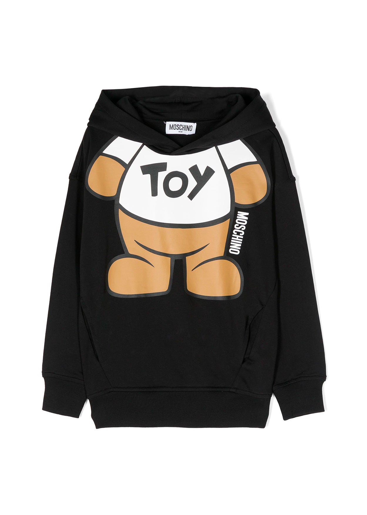 Moschino Kids Felpa con Cappuccio Nera con Stampa Teddy Bear