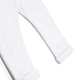 Pantaloni Dritti Bianchi per Neonati | Applicazione Logo Posteriore | Vita Elasticizzata | Stile Classico