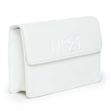 N°21 Kids Borsa a Spalla Bianca con Placca Logo in Finta Pelle