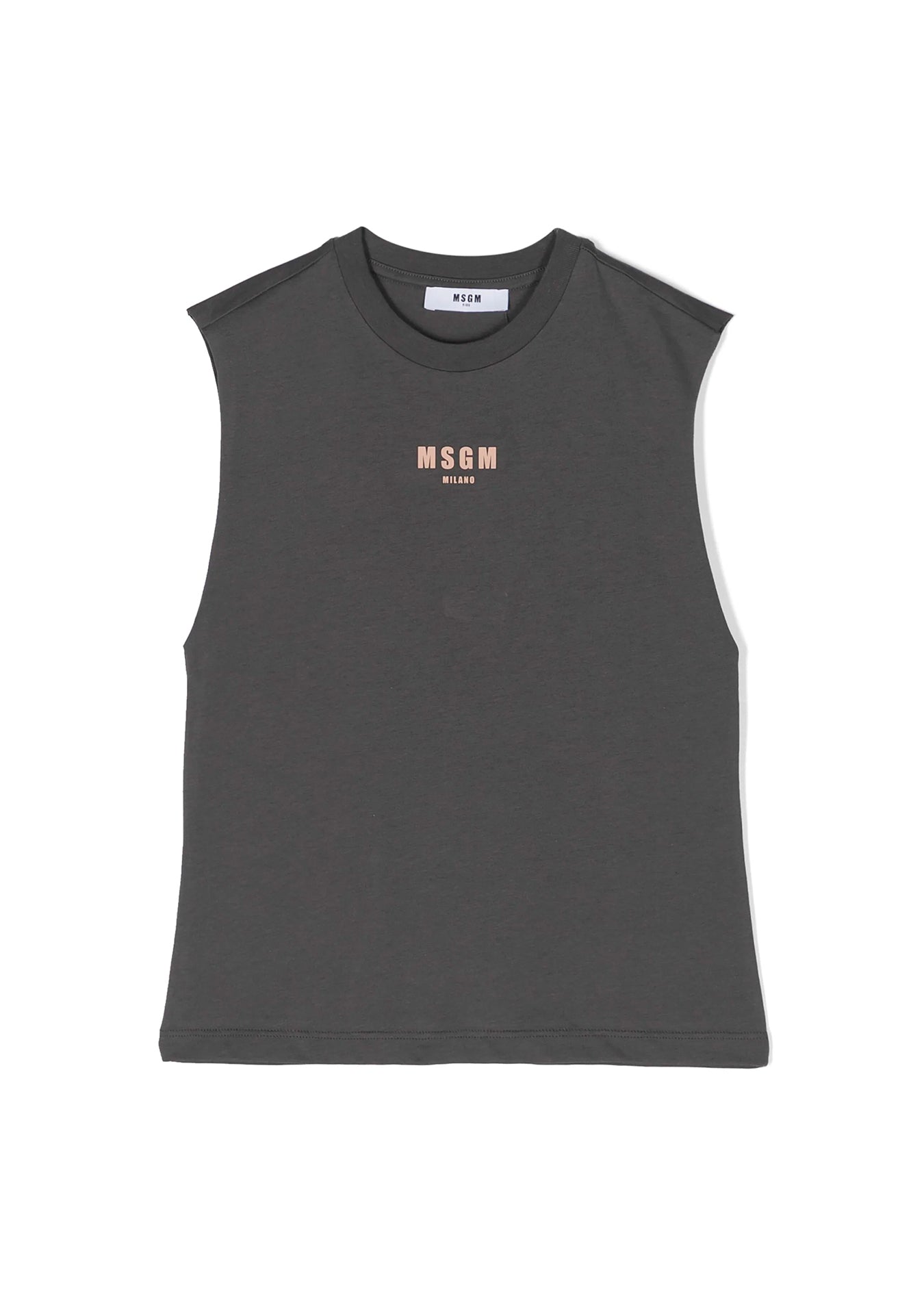 MSGM Kids Canotta Piombo con stampa Logo per Bambini