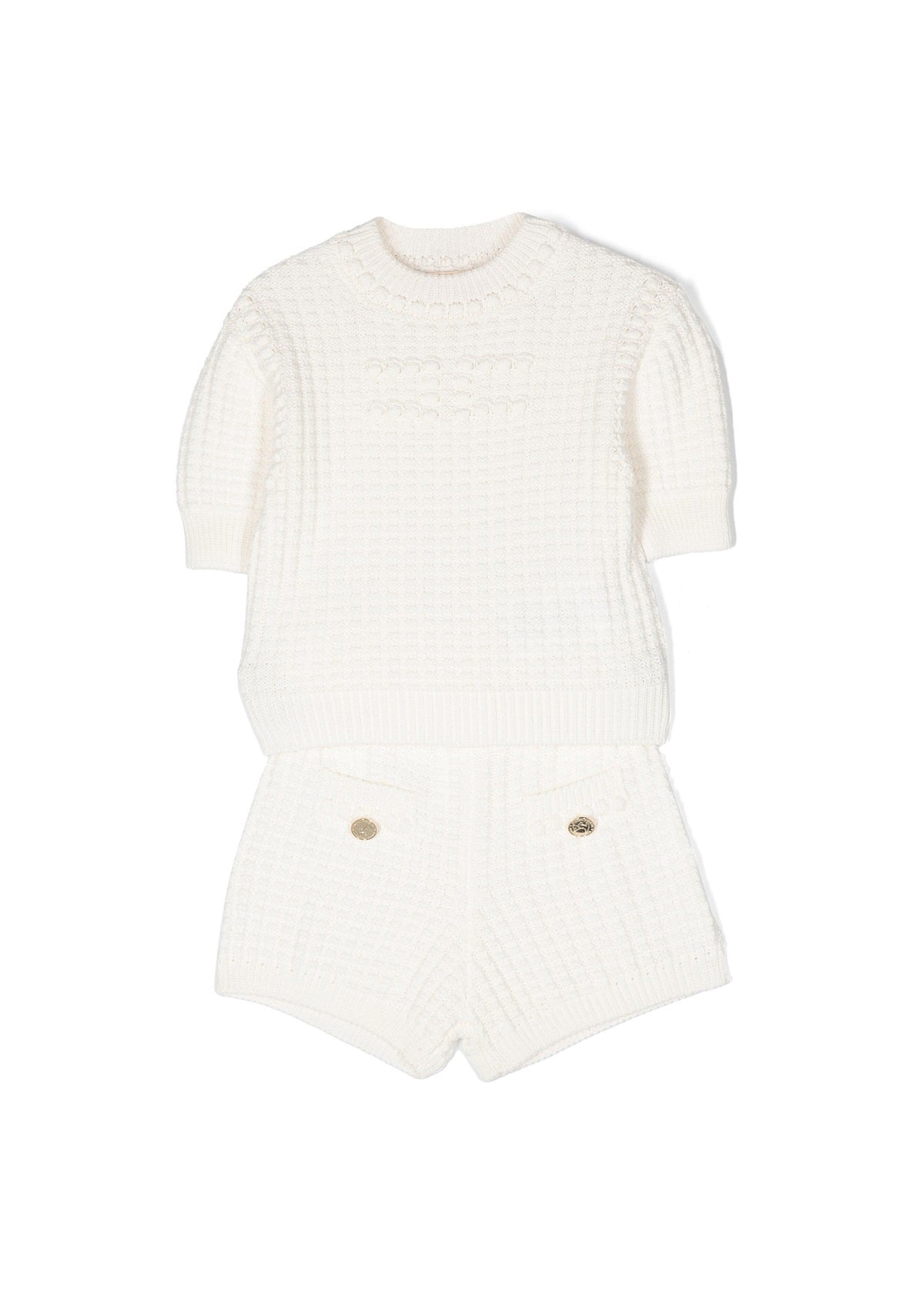 Elisabetta Franchi La Mia Bambina Completo Panna Short e Maglia