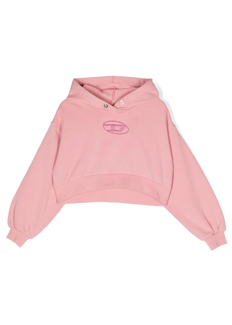 Diesel Kids Felpa Cropped Rosa con Logo Glitter: Stile Casual Incontra Glamour Moderno