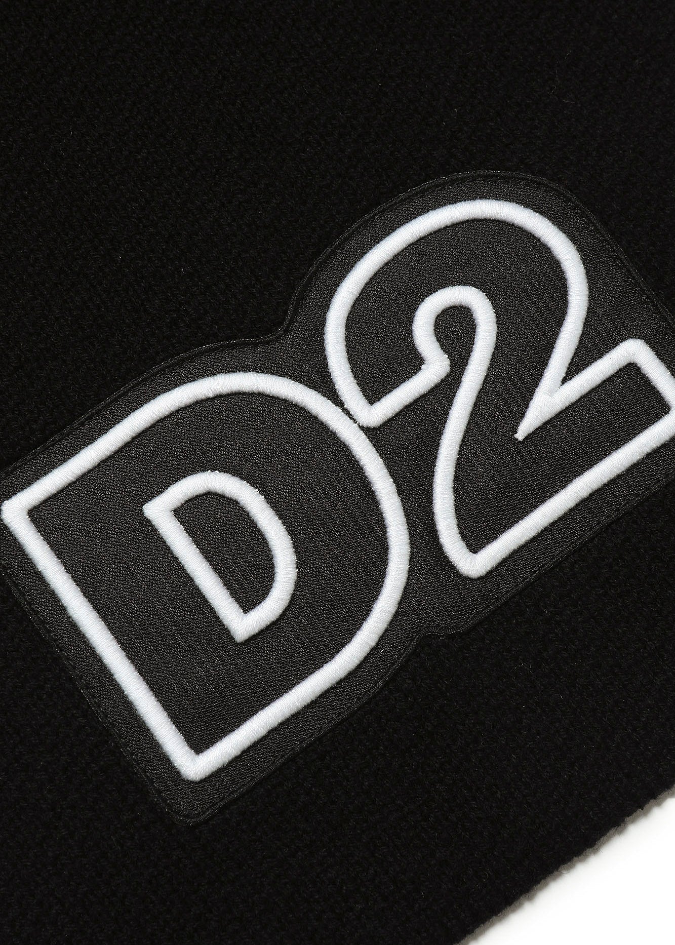 Sciarpa DSquared2 Kids in Misto Lana con Lavorazione a Costine e Applicazione Logo D2 | Colore Nero | Taglia I: 21x160cm, Taglia II: 25x180cm