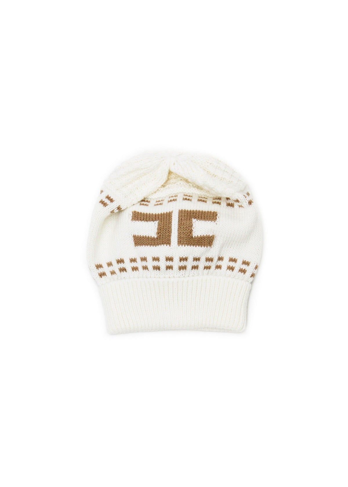 Elisabetta Franchi La Mia Bambina Cappellino con Logo Jacquard Avorio/Sabbia
