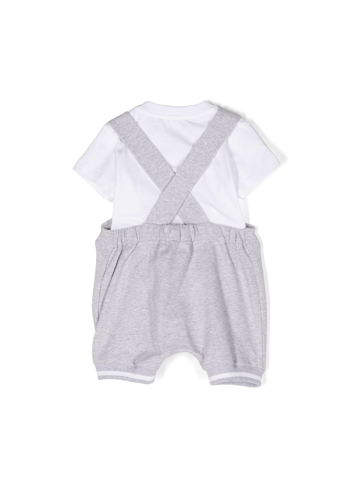 Moschino Kids Salopette Grigia Teddy Bear con T-shirt