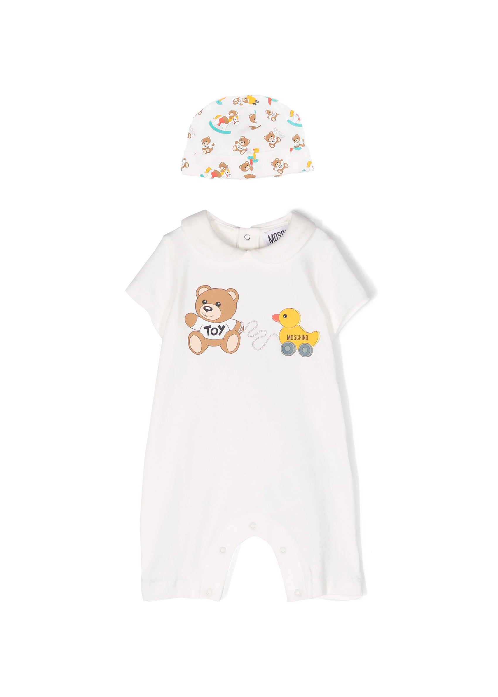 Moschino Kids Pagliacetto con Berretto Panna Teddy Bear