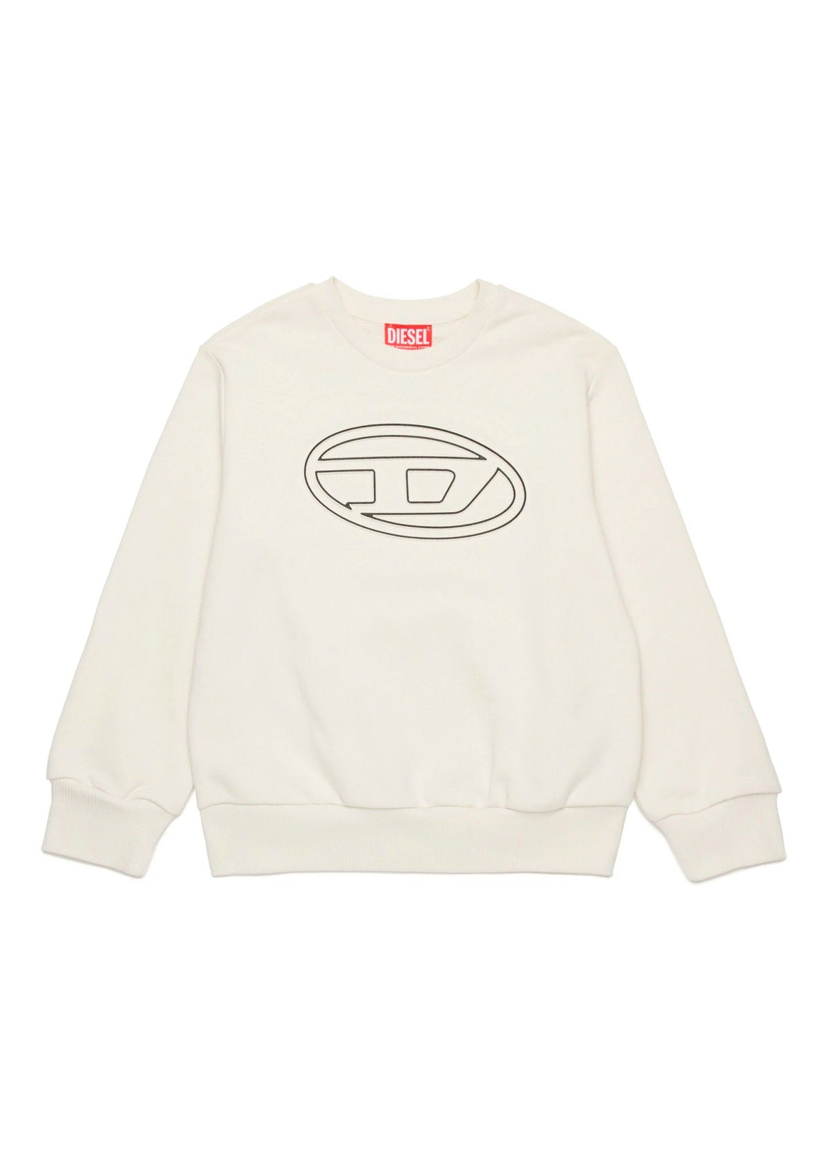 Diesel Kids Felpa Girocollo Panna con Logo Oval D