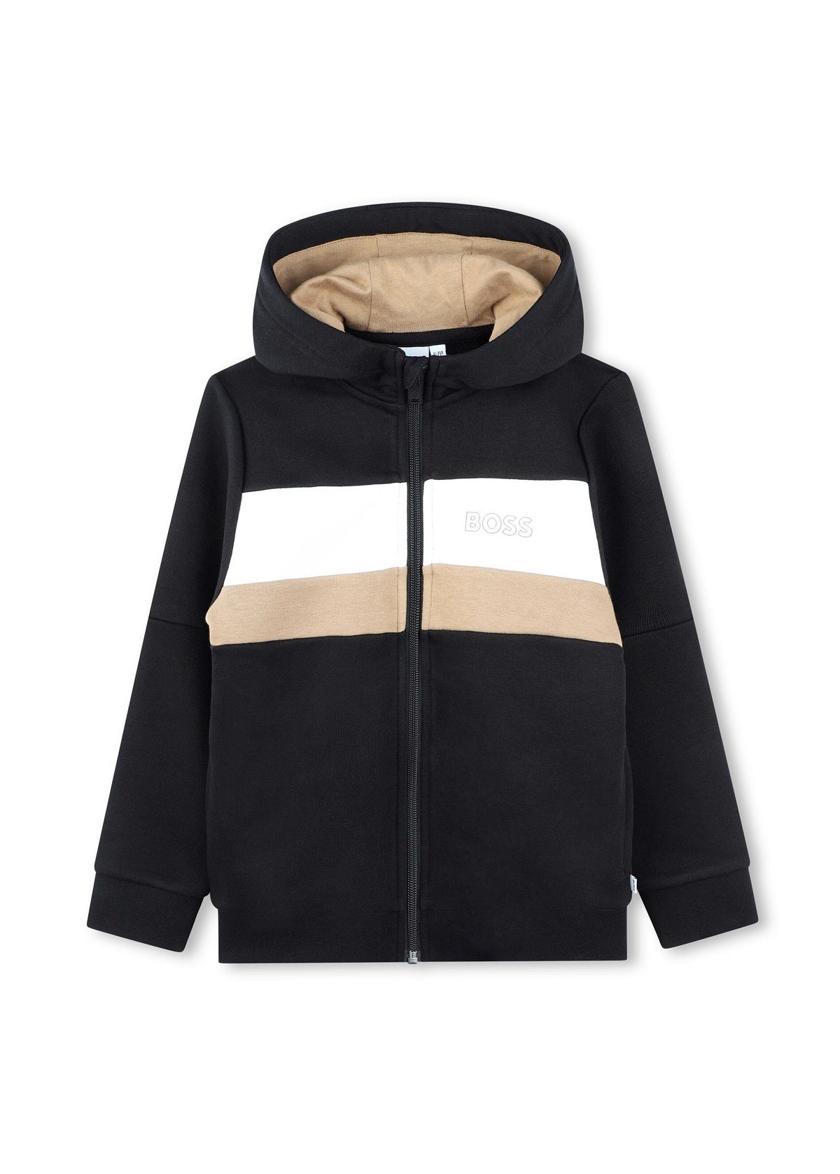 Boss Kids Felpa con Cappuccio e Zip Nera per Bambini