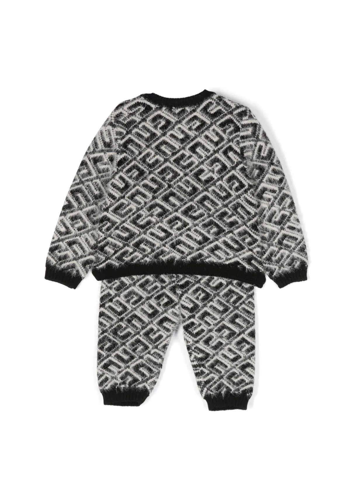 Completo Pantaloni e Maglione Elisabetta Franchi La Mia Bambina - Nero/Bianco | Design Lavorato a Maglia con Logo Jacquard"