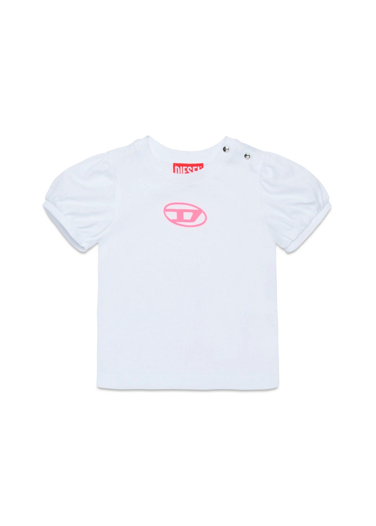 Diesel Kids T-Shirt Bianca con Logo Oval D per Neonate