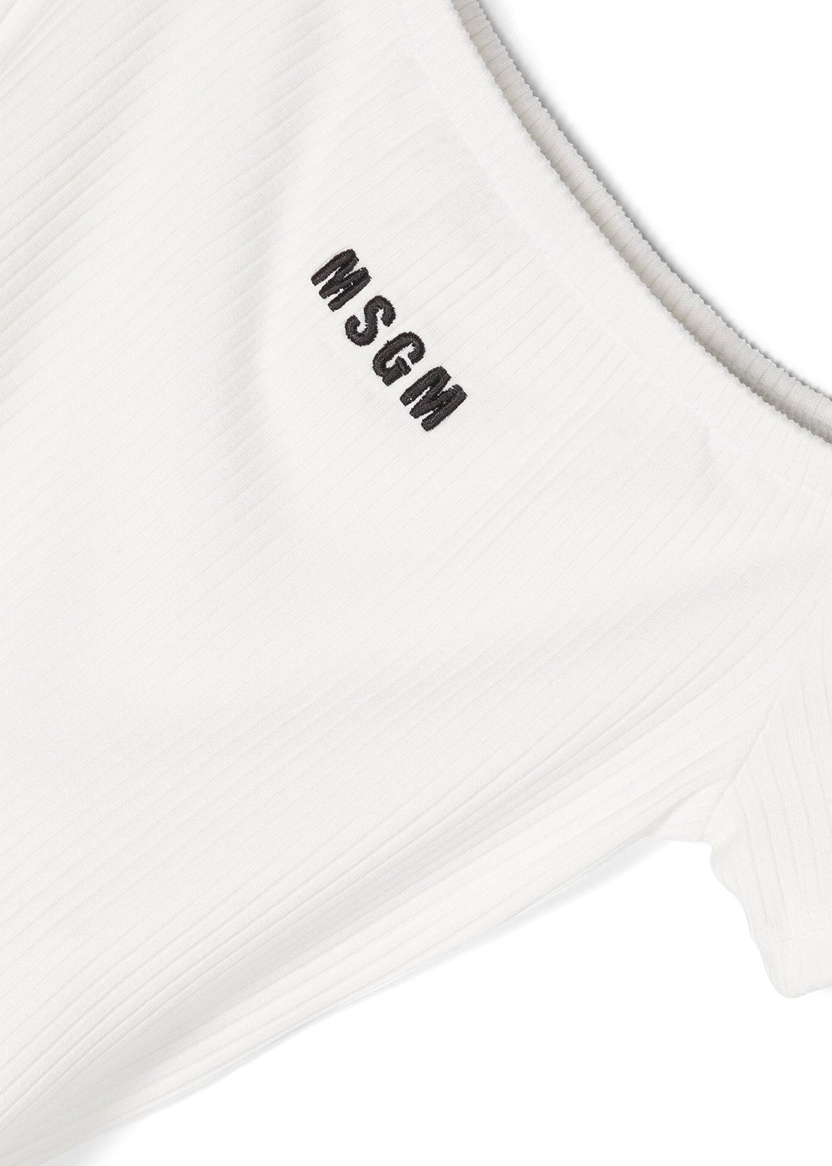Msgm Kids Maglia Crop Bianca a Costine
